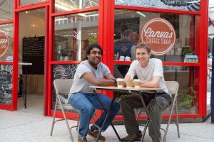 School for Social Entrepreneurs Fellow Pravin at his Portsmouth based coffee shop Canvas Coffee