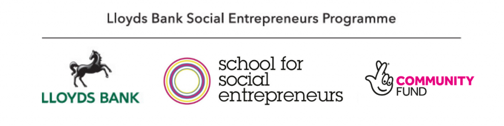 Logo for Lloyds Bank Social Entrepreneurs Programme, in partnership with the School for Social Entrepreneurs and the National Lottery Community Fund.