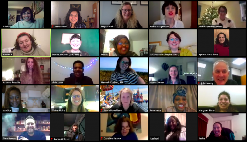 Group shot of an SSE cohort on Zoom