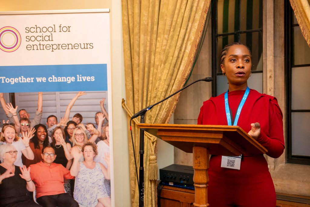 Person at a podium speaking