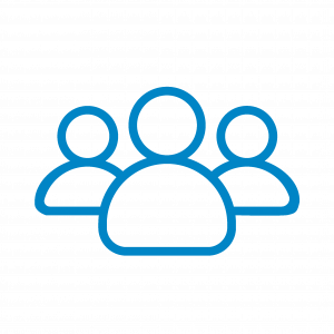 blue icon of people outlines
